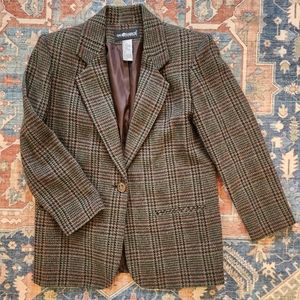 Sag Harbor Petite blazer, size 4P, brown plaid